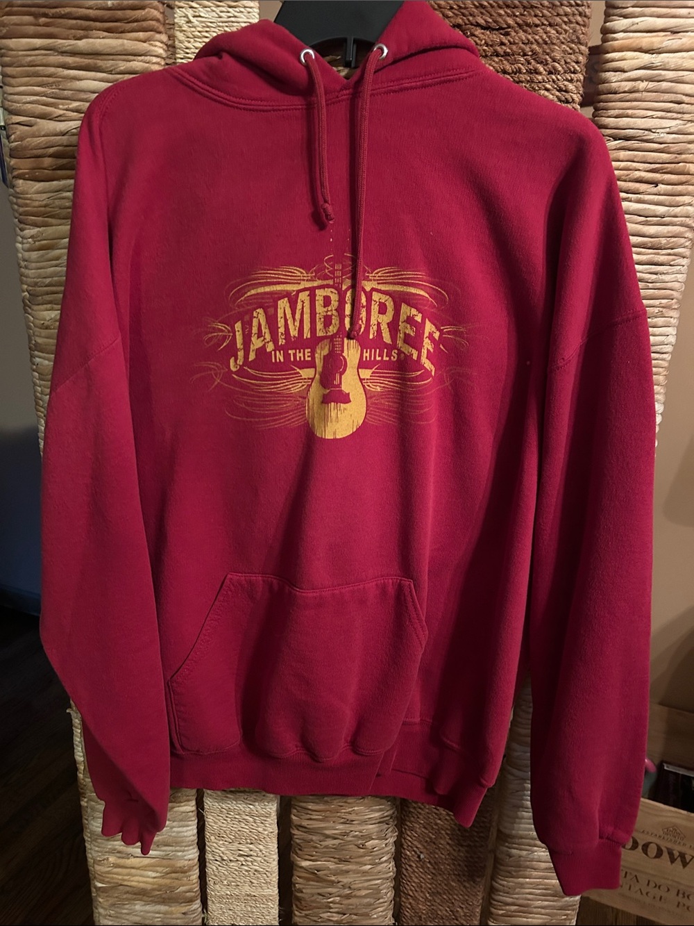 Jerzees Red Sweatshirt w/Yellow Jamboree Guitar Graphic (UNISEX)